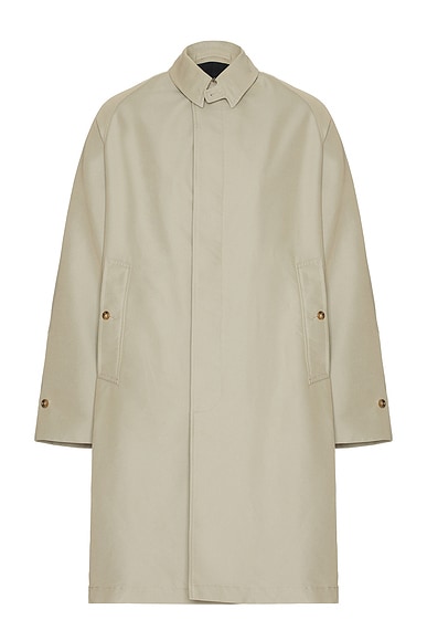 Beams Plus Balmacaan Coat T C Gabardine in Beige