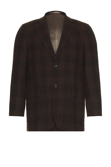 Beams Plus 3B Box-Fit Jacket Wool Plaid in Brown