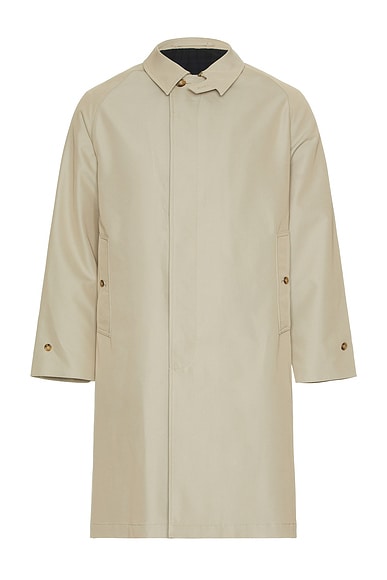 Beams Plus Balmacaan Coat Gabardine in Beige
