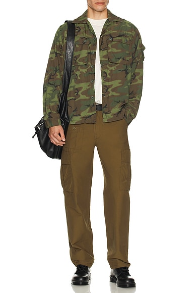 Mesh Camo Jacquard Mapping Print Shirt in Camo