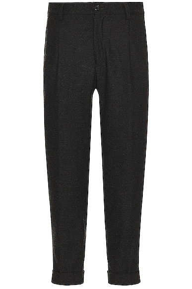 Beams Pleat Wool Cashmere Pant In Charcoal