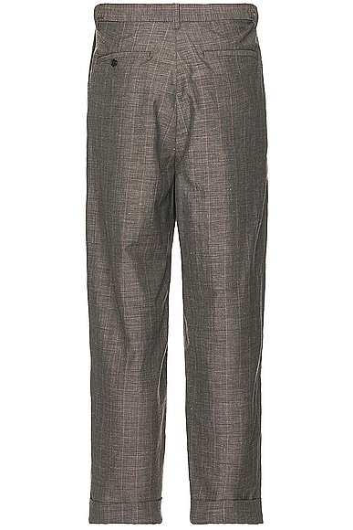 Shop Beams Ivy Trousers Wide Linen Plaid In Brown