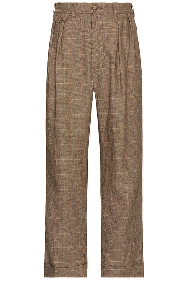 Beams Plus 2 Pleats Trousers in Glen Plaid Pen Stripe