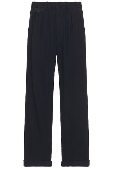 Beams Plus 2 Pleats Relax Trousers in Navy