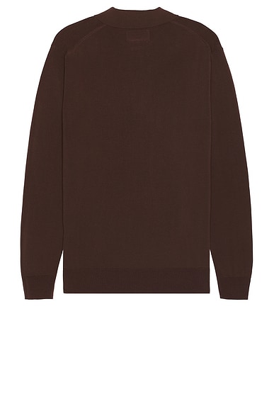 Shop Beams Knit Polo In Brown