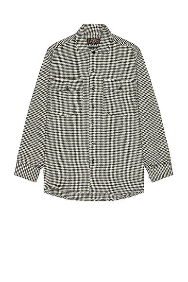 Beams Plus Work Classic Fit Houndstooth Shirt in Black