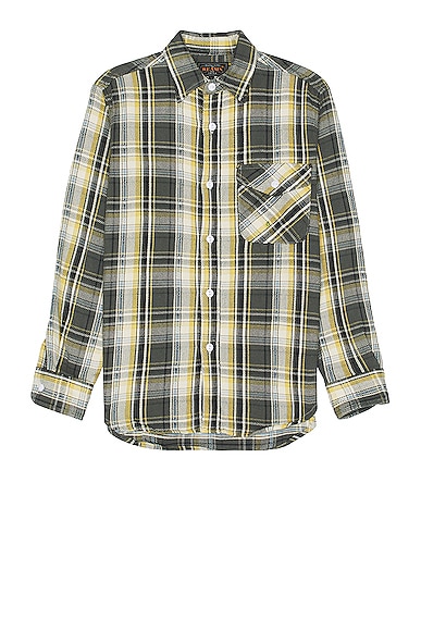 Beams Plus Guide Dobby Nel Check Shirt in Grey