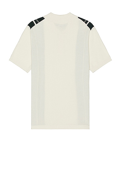 Shop Beams Knit Polo Stripe In White
