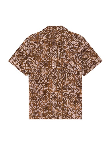 Shop Beams Open Collar Batik Print In Brown