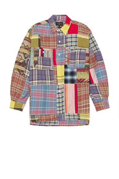 Beams Plus Work Indian Flannel Patchwork in Patchwork