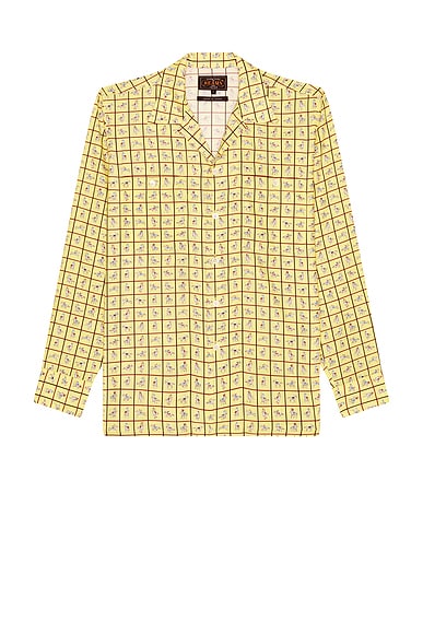 Beams Plus Mil Open Collar Derby Tattersall in Yellow