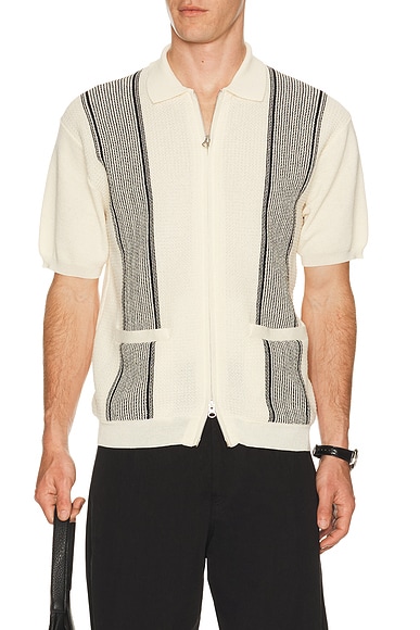 Zip Knit Polo Stripe