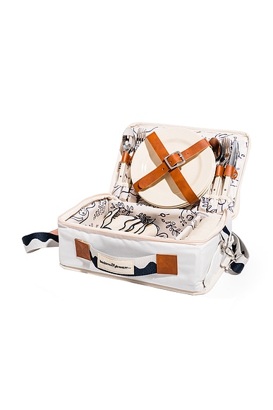 business & pleasure co. Picnic Set Bag in Rivie White