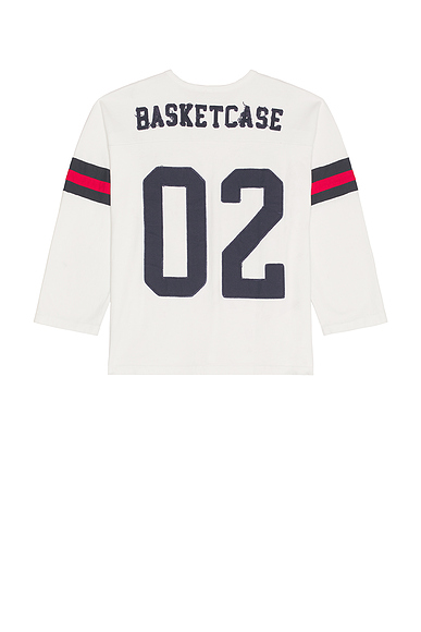 Basketcase Horsecollar Football Long Sleeve Shirt in White