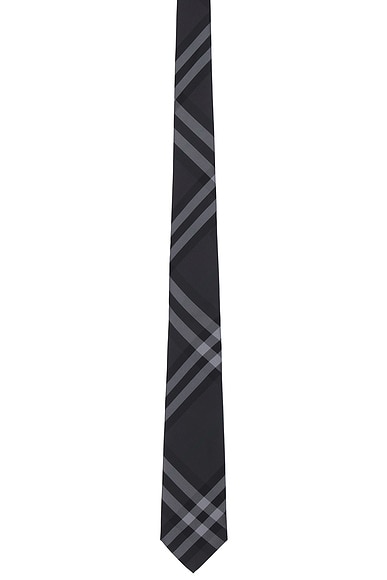 Burberry Check Tie in Charcoal FWRD