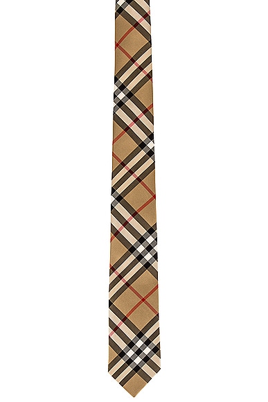 Burberry Check Tie in Neutral,Plaid