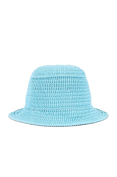 Shop Burberry Crochet Bucket Hat In Bright Topaz Blue