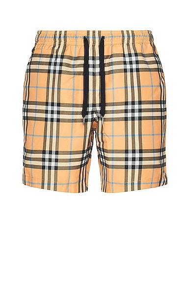 Shop Burberry Martin Medium Checks Shorts In Dusty Orange Ip Chk