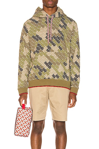 Click to view more detailed imagery on our partner's website Burberry Casper Tb-Print Cotton-Blend Hooded Sweatshirt In Khaki Green