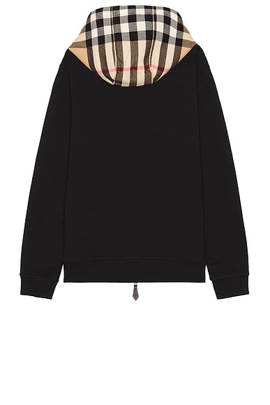 Burberry Samuel Sweatshirt With Check Hood In Black