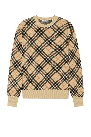 Burberry Cashmere Crewneck in Sand Check