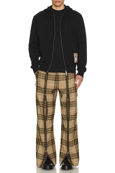 Check Label Zip Up Hoodie
