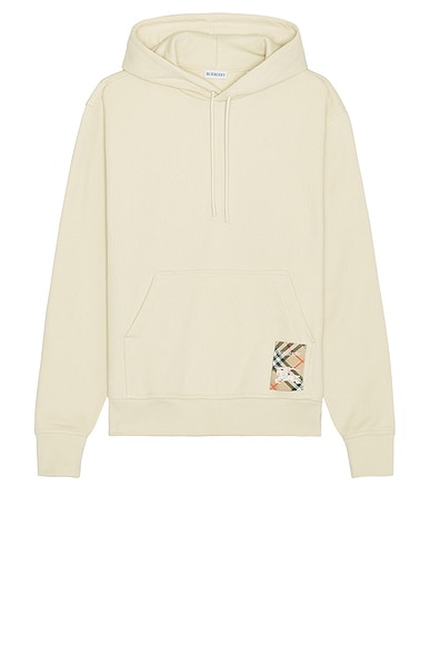 Burberry Hoodie With Check Label in Nutmeg