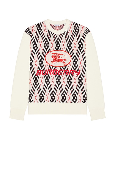 Burberry Ranger Crewneck Sweater in Chalk Argyle