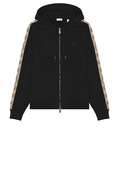 Check Tape Zip Through Hoodie