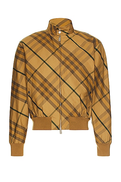 Shop Burberry Check Pattern Bomber In Cedar Ip Check