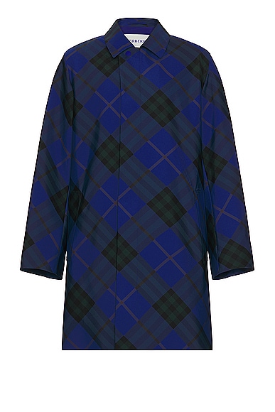 Shop Burberry Check Pattern Coat In Knight Ip Check