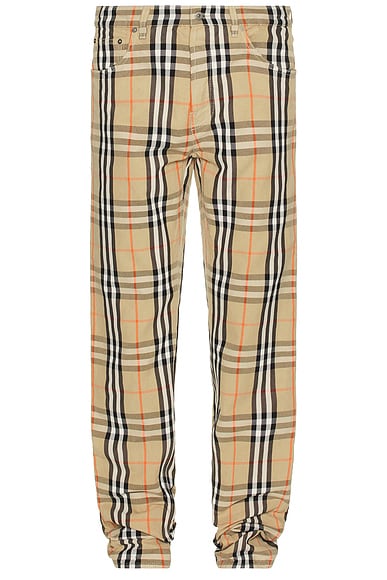 Burberry Check Trousers in Birch Brown Check FWRD