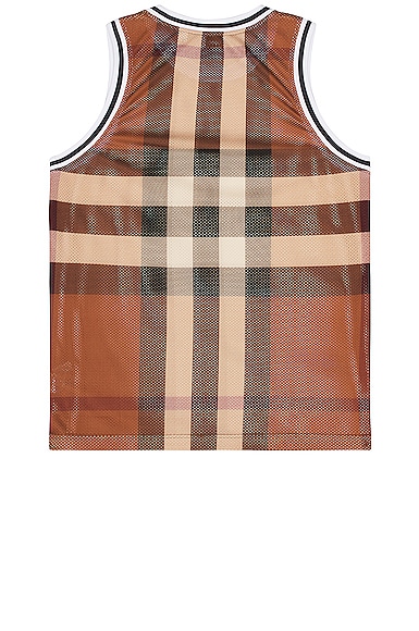 Shop Burberry Exploded Check Basketball Tank In Dark Birch Brown