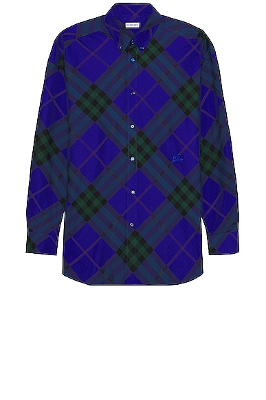 Burberry Long Sleeve Check Pattern Shirt in Knight Ip Check