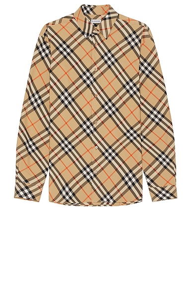 Burberry Vintage Check Long Sleeve Shirt in Sand IP Check