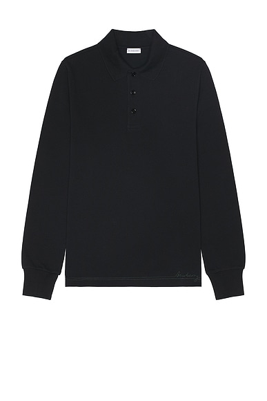 Burberry Long Sleeve Polo in Black