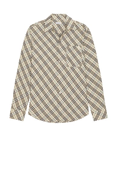 沸騰ブラドン Casual Sleeve Long Burberry Shirt FWRD | Check IP Grain in トップス