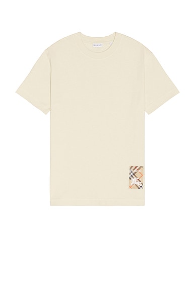 T-Shirt With Check Label in Nutmeg