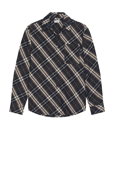 Burberry Long Sleeve Casual Shirt in Shadow Check | FWRD