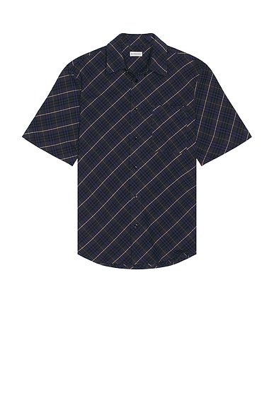 Burberry Short Sleeve Oxford Check Shirt in Midnight