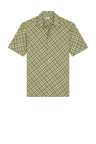 Burberry Bias Cut Check Casual Short Sleeve Shirt in Saxon IP Check