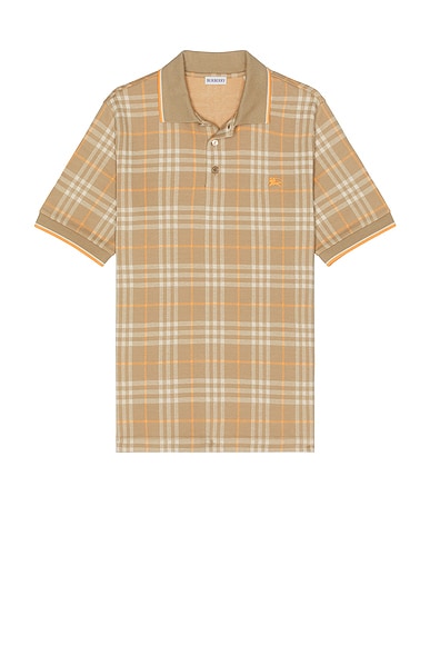 Burberry Check Slim Polo With EKD in Broom IP Check