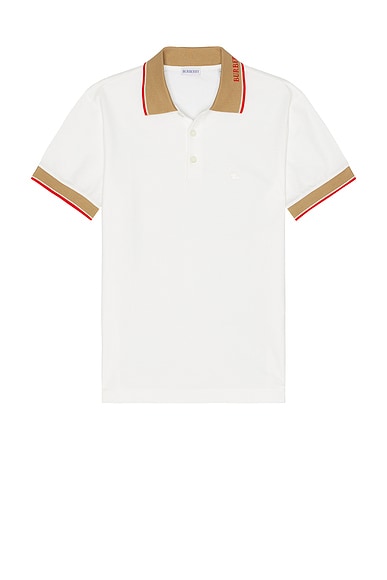 Burberry Collar Slim Fit Polo in Chalk
