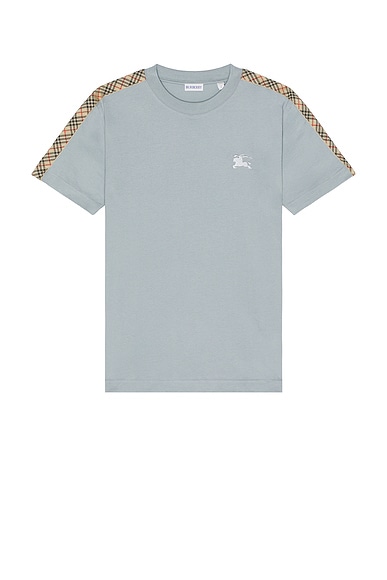 Burberry Slim Fit Tape Check T-Shirt in Gale