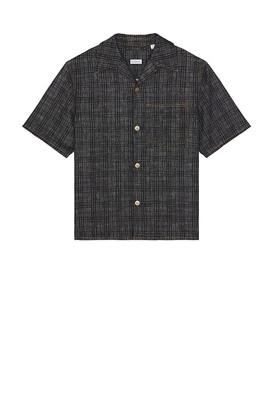 Burberry Denim Short Sleeve Shirt in Indigo Check | FWRD