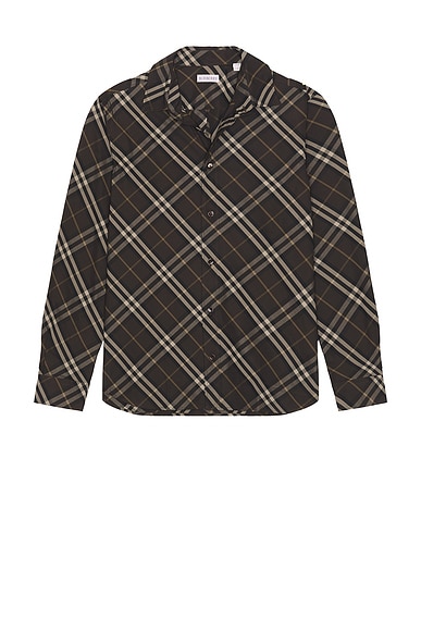 Burberry Robert Essentials Classic Long Sleeve Shirt in Truffle Check