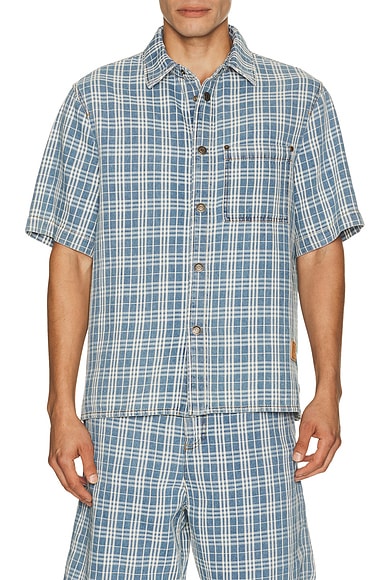Donald Short Sleeve Check Denim Shirt