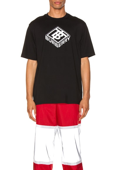 Click to view more detailed imagery on our partner's website Burberry Ellison Logo-Print Cotton-Jersey T-Shirt In Black