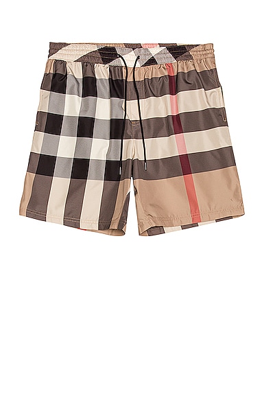 Burberry Guildes Exploded Check Swim Trunk in Archive Beige