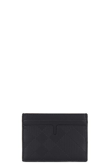Embossed Check Leather Cardcase in Black